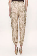 Beige Wide leg trousers with elastic waist 41614