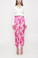 Pink Wide leg trousers with elastic waist 41614