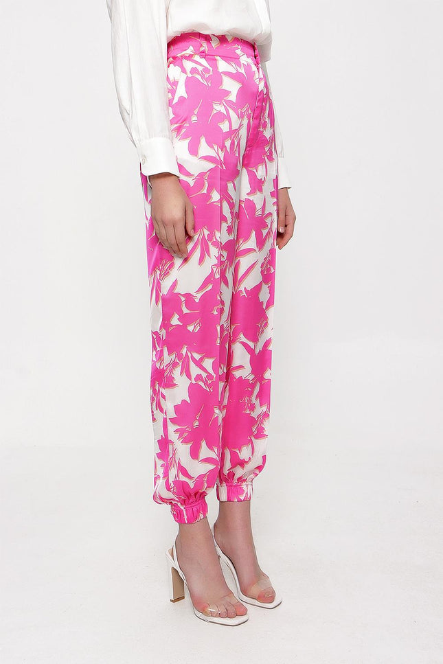 Pink Wide leg trousers with elastic waist 41614