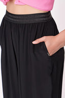 Black Elactic belted pants 41615