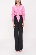 Black Elactic belted pants 41615