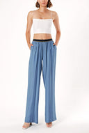 Blue Elactic belted pants 41615