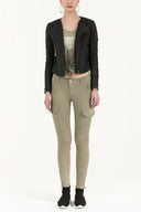 Khaki Cargo skinny denim Pants 41105