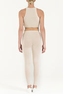 Beige Woven  leggings 41164