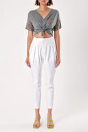 White Pleated skinny pants 41175