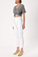 White Pleated skinny pants 41175