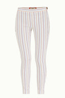 Ecru Slim fit striped pants 41241