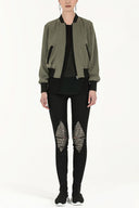 Black Metal detail  pocket pants 41242