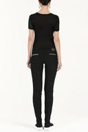 Black Metal detail  pocket pants 41242