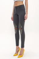 Gray Metal detail  pocket pants 41242