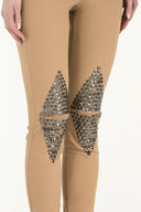 Beige Metal detail  pocket pants 41242