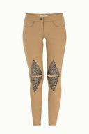 Beige Metal detail  pocket pants 41242