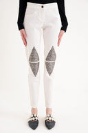 White Metal detail  pocket pants 41247