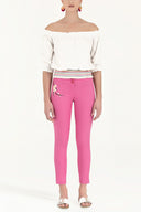 Pink Embroidered Slim fit pants 41248