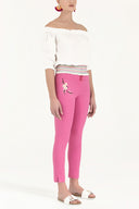 Pink Embroidered Slim fit pants 41248