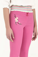 Pink Embroidered Slim fit pants 41248