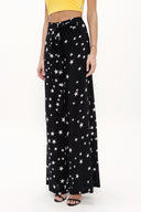 Black Patterned wide cut Pants viscose Pants 41250