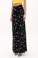 Black Patterned wide cut Pants viscose Pants 41250