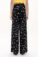 Black Patterned wide cut Pants viscose Pants 41250