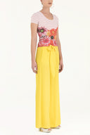Yellow Patterned wide cut Pants viscose Pants 41250