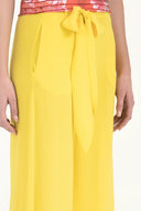 Yellow Patterned wide cut Pants viscose Pants 41250