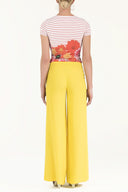 Yellow Patterned wide cut Pants viscose Pants 41250