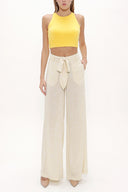 Beige Patterned wide cut Pants viscose Pants 41250