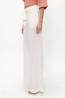 Ecru Patterned wide cut Pants viscose Pants 41250