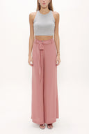 Salmon Patterned wide cut Pants viscose Pants 41250