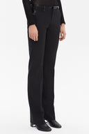 Black Leather combined slim fit straight cut Pants 41256