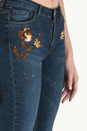 Navy Blue Emboridered skinny fit jeans 41284