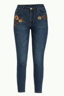 Navy Blue Emboridered skinny fit jeans 41284