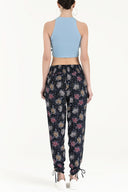 Navy Blue Elastic waist  pants 41295