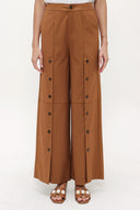 Camel Hair Snap fastener detail  wide leg pants 41298