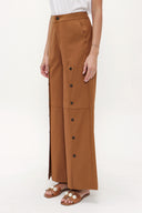 Camel Hair Snap fastener detail  wide leg pants 41298