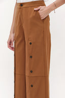 Camel Hair Snap fastener detail  wide leg pants 41298