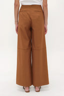 Camel Hair Snap fastener detail  wide leg pants 41298