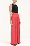 Coral High waist  Pleated  chiffon pants 41299