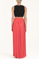 Coral High waist  Pleated  chiffon pants 41299