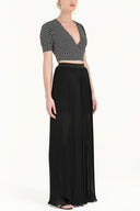 Black High waist  Pleated  chiffon pants 41299