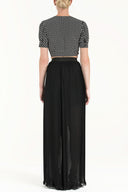 Black High waist  Pleated  chiffon pants 41299