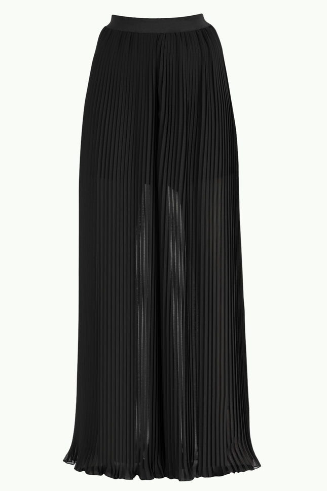 Yüksek Bel Pliseli Şifon Pantolon Siyah 41299