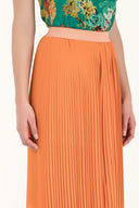 Orange High waist  Pleated  chiffon pants 41299