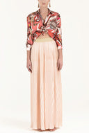 Beige High waist  Pleated  chiffon pants 41299