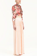 Beige High waist  Pleated  chiffon pants 41299