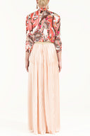 Beige High waist  Pleated  chiffon pants 41299