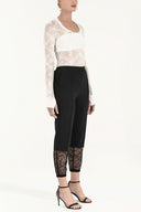 Black Elastic and  lace  cotton  pants 41300