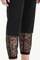 Black Elastic and  lace  cotton  pants 41300
