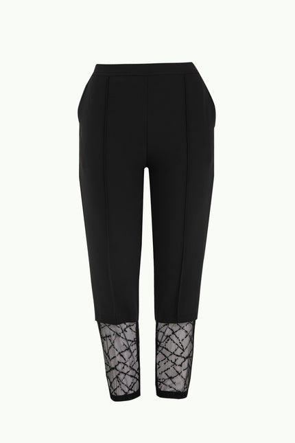 Lastik Ve Dantelli Pamuk Pantolon Siyah 41300