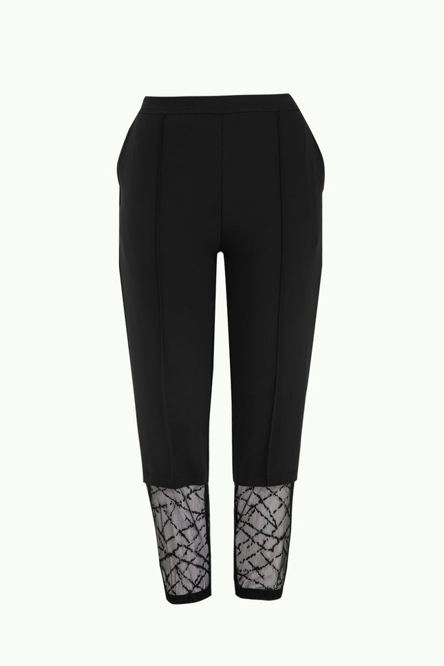 Lastik Ve Dantelli Pamuk Pantolon Siyah 41300